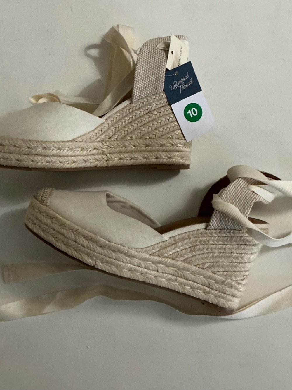 Summer espadrilles cream wedge lace up NWT size 10